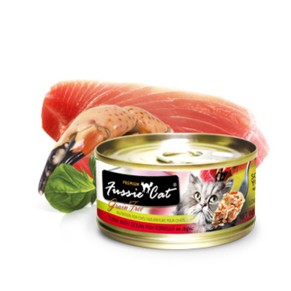 Fussie Cat Tuna with Ocean Fish (黑鑽吞拿魚+ 海魚) 80g X 24 罐